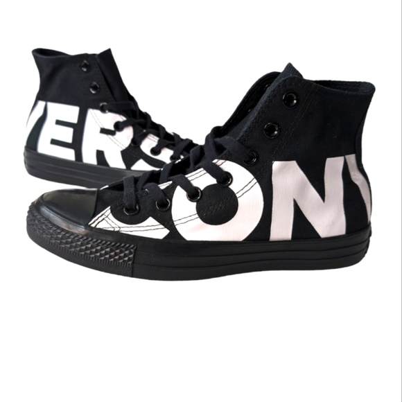 Converse Chuck Taylor All Star Hi Spellout Black White Unisex NEW M 5.5 W 7.5 - Picture 1 of 10